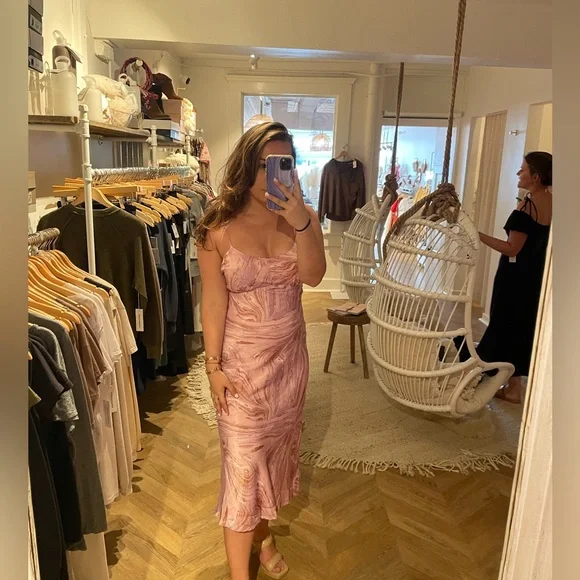 Swirl Midi Dress In Pink. - Picture 4 of 6